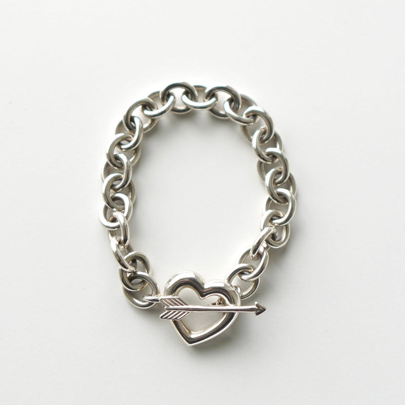 Silver 925 Heart and Arrow Toggle Bracelet - NEWSED