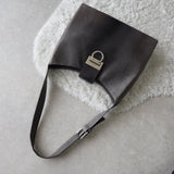 Silver Gancini Leather Shoulder Bag - NEWSED