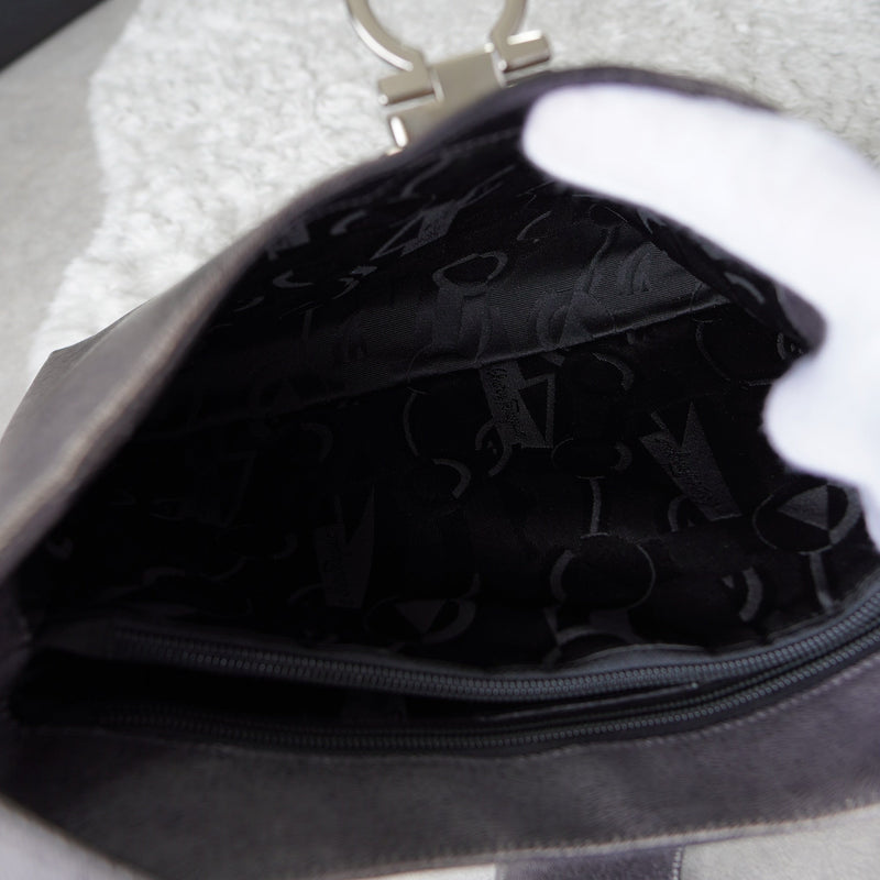 Silver Gancini Leather Shoulder Bag - NEWSED