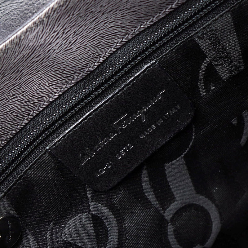 Silver Gancini Leather Shoulder Bag - NEWSED