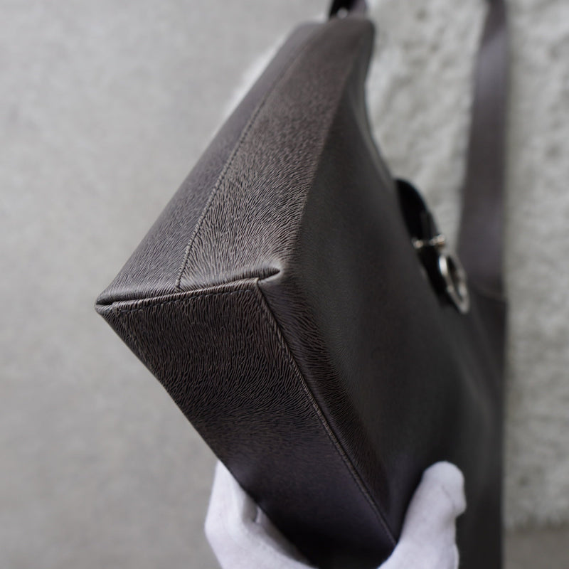 Silver Gancini Leather Shoulder Bag - NEWSED