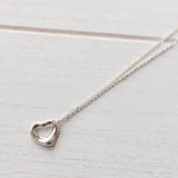 Small Open Heart Silver Necklace - NEWSED