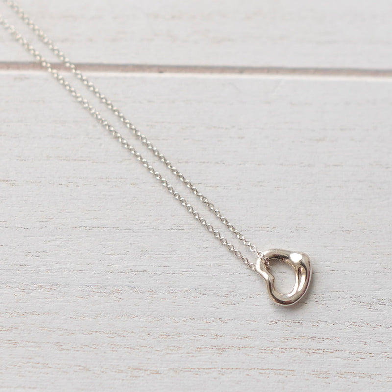 Small Open Heart Silver Necklace - NEWSED