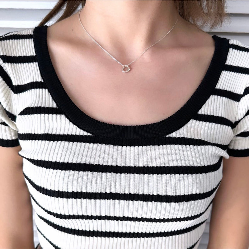 Small Open Heart Silver Necklace - NEWSED