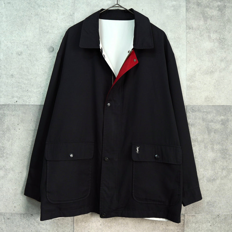 イヴサンローラン リバーシブル YSLロゴ ブルゾンホワイト / ブラック