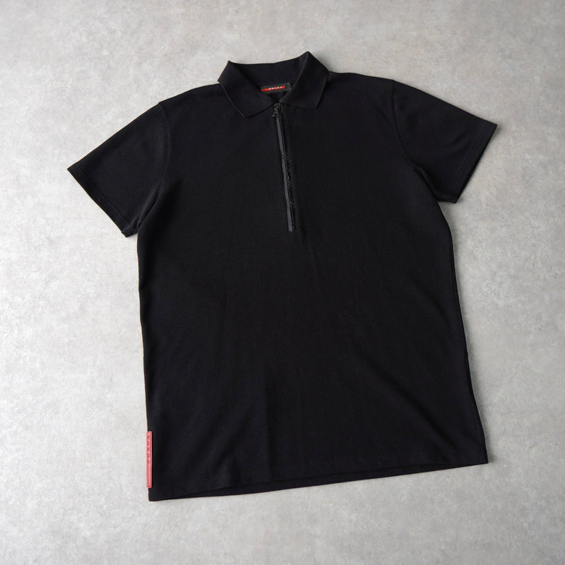 Sport Rubber Patch Half - zip Polo Shirt - NEWSED