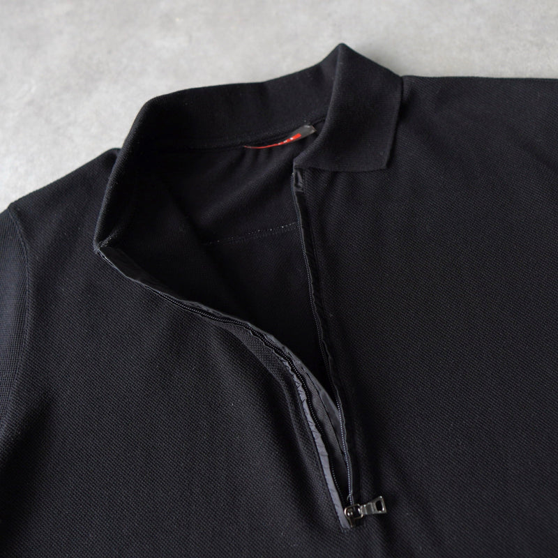 Sport Rubber Patch Half - zip Polo Shirt - NEWSED