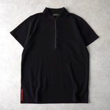 Sport Rubber Patch Half - zip Polo Shirt - NEWSED