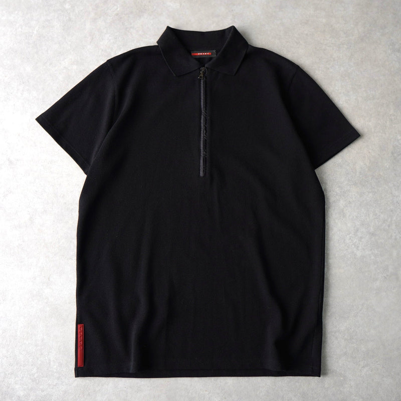 Sport Rubber Patch Half - zip Polo Shirt - NEWSED