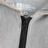 オールド ステューシーSSリンク 刺繍 ストライプ柄 ジップアップパーカー グレー / ホワイト - NEWSED