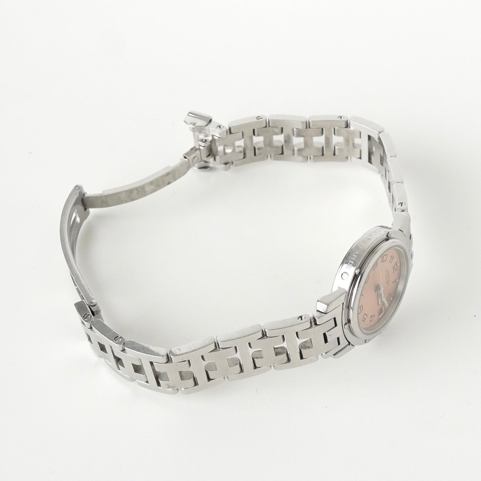 エルメス クリッパー SS×クォーツ ピンクゴールド文字盤 電池交換済