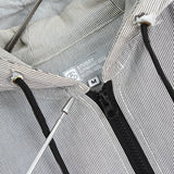 オールド ステューシーSSリンク 刺繍 ストライプ柄 ジップアップパーカー グレー / ホワイト - NEWSED