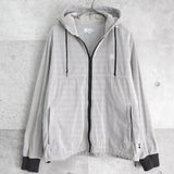 オールド ステューシーSSリンク 刺繍 ストライプ柄 ジップアップパーカー グレー / ホワイト - NEWSED