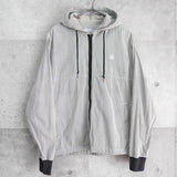 オールド ステューシーSSリンク 刺繍 ストライプ柄 ジップアップパーカー グレー / ホワイト - NEWSED