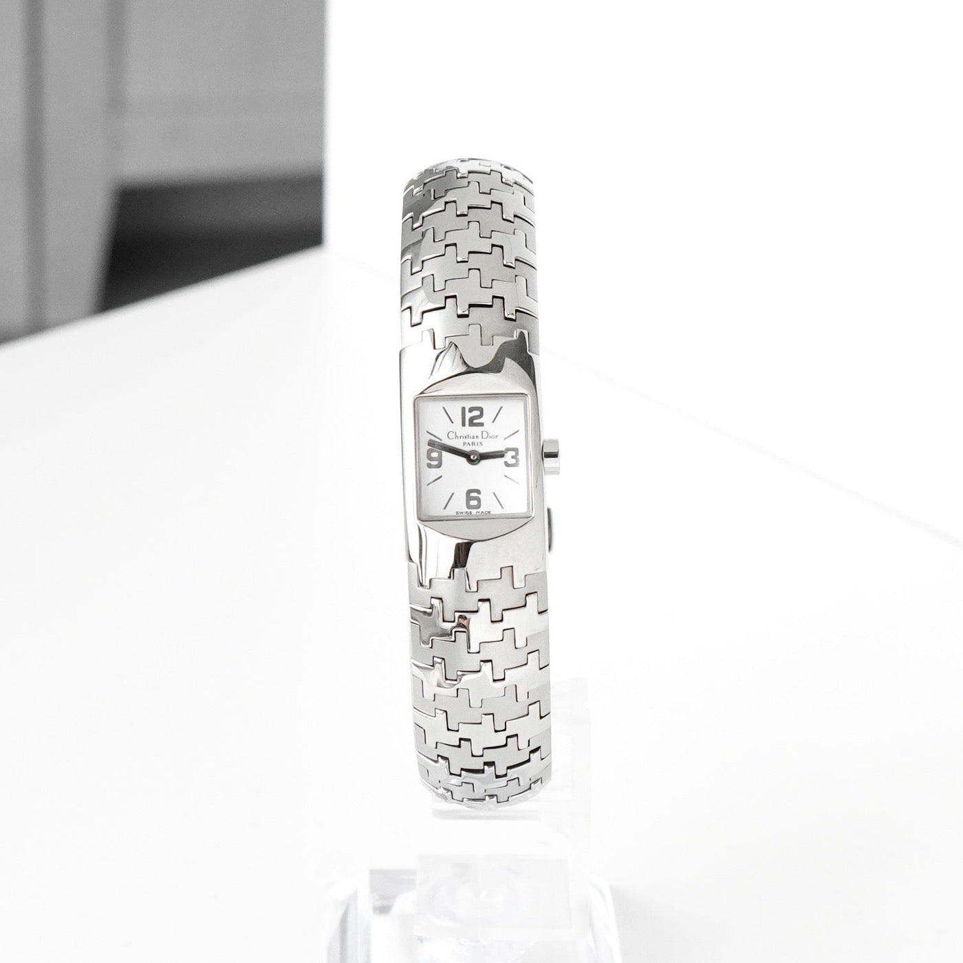 Dior Diorific SS/QZ White Dial Watch Silver Battery Replaced