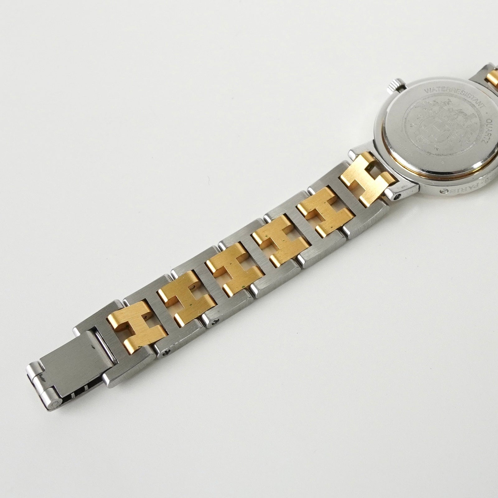 エルメス クリッパー SS×GPゴールド / クォーツ アイボリー文字盤 電池