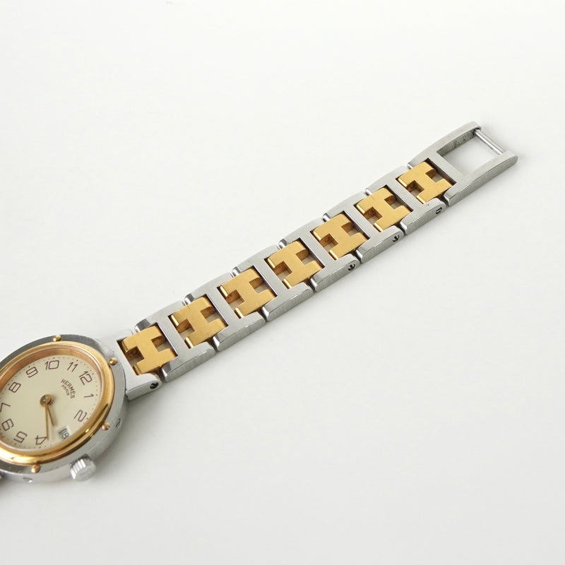 エルメス クリッパー SS×GPゴールド / クォーツ アイボリー文字盤 電池