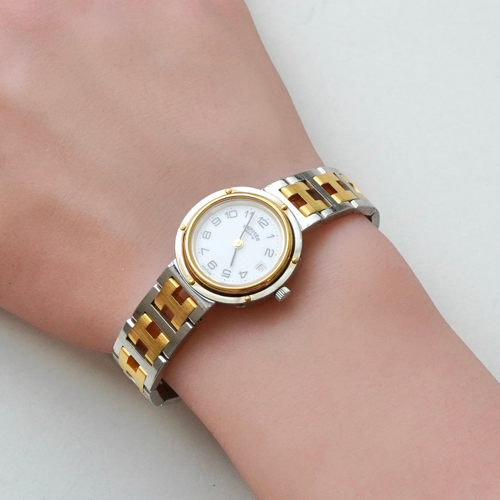 エルメス クリッパー SS×GP/QZ 白文字盤 腕時計 ウォッチ レディース エルメス クリッパー SS×GP/QZ 白文字盤 腕時計 ウォッチ レディース