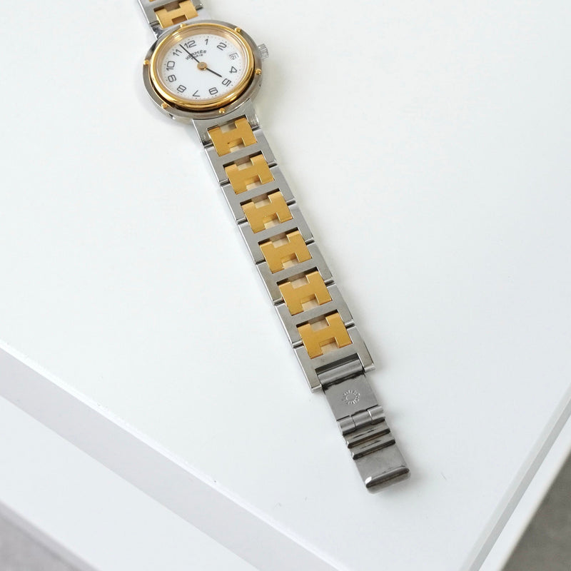 エルメス クリッパー SS×GP/QZ 白文字盤 腕時計 ウォッチ レディース 電池交換済 - NEWSED