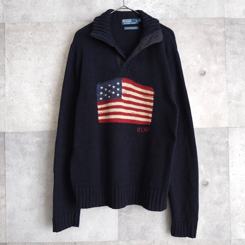 "Stars And Stripes" Half - button Sweater - NEWSED