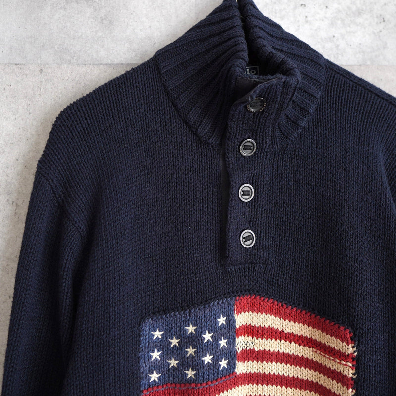 "Stars And Stripes" Half - button Sweater - NEWSED