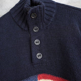 "Stars And Stripes" Half - button Sweater - NEWSED