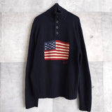 "Stars And Stripes" Half - button Sweater - NEWSED