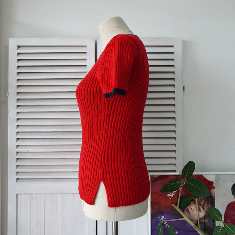 Stars and Stripes Short Sleeve Sweater - NEWSED