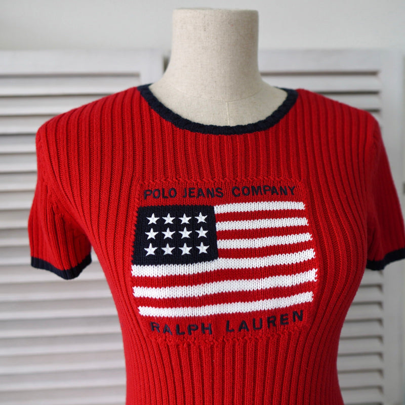 Stars and Stripes Short Sleeve Sweater - NEWSED