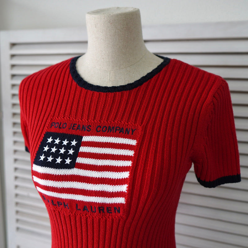 Stars and Stripes Short Sleeve Sweater - NEWSED