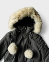 ムース ナックルズ Stirling Parka ファー ポンポン ダウンジャケット グレー レディース - NEWSED