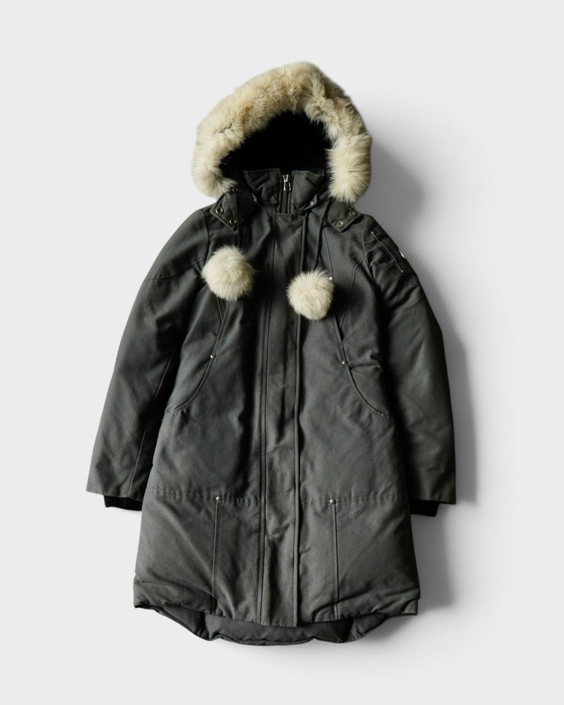 ムース ナックルズ Stirling Parka ファー ポンポン ダウンジャケット グレー レディース
