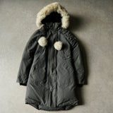 ムース ナックルズ Stirling Parka ファー ポンポン ダウンジャケット グレー レディース - NEWSED