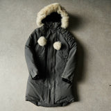 ムース ナックルズ Stirling Parka ファー ポンポン ダウンジャケット グレー レディース - NEWSED