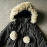 ムース ナックルズ Stirling Parka ファー ポンポン ダウンジャケット グレー レディース - NEWSED
