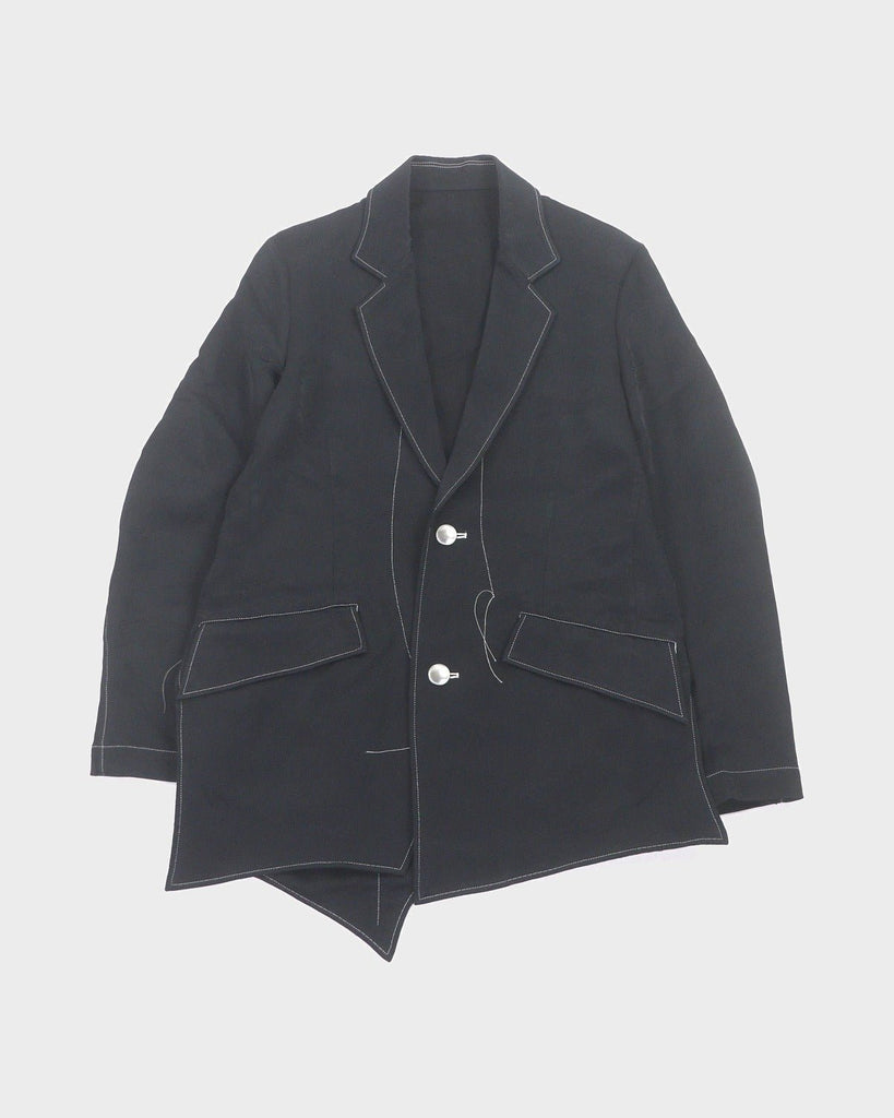 サルバム Stitch 2 button jacket 総柄 ステッチデザイン テーラードジャケット ブラック S メンズ