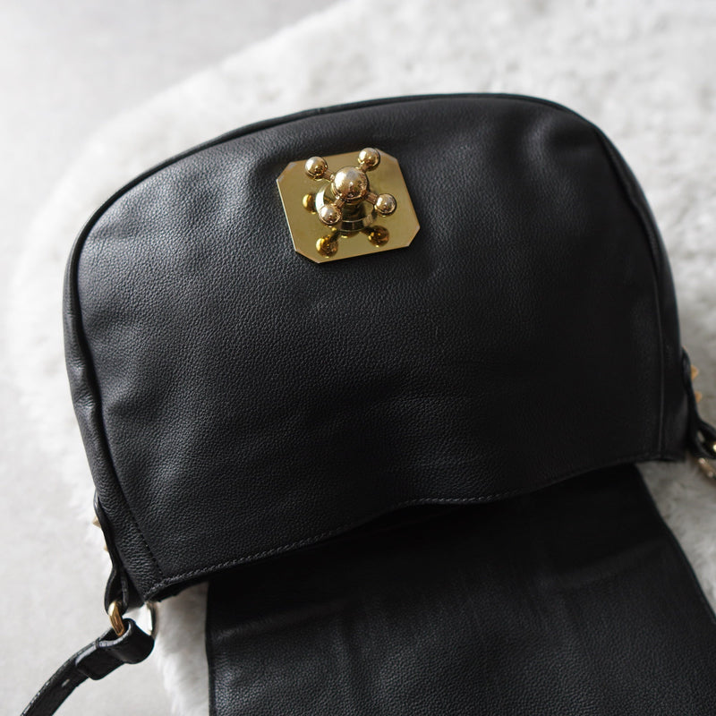 Studs Leather Shoulder Bag - NEWSED