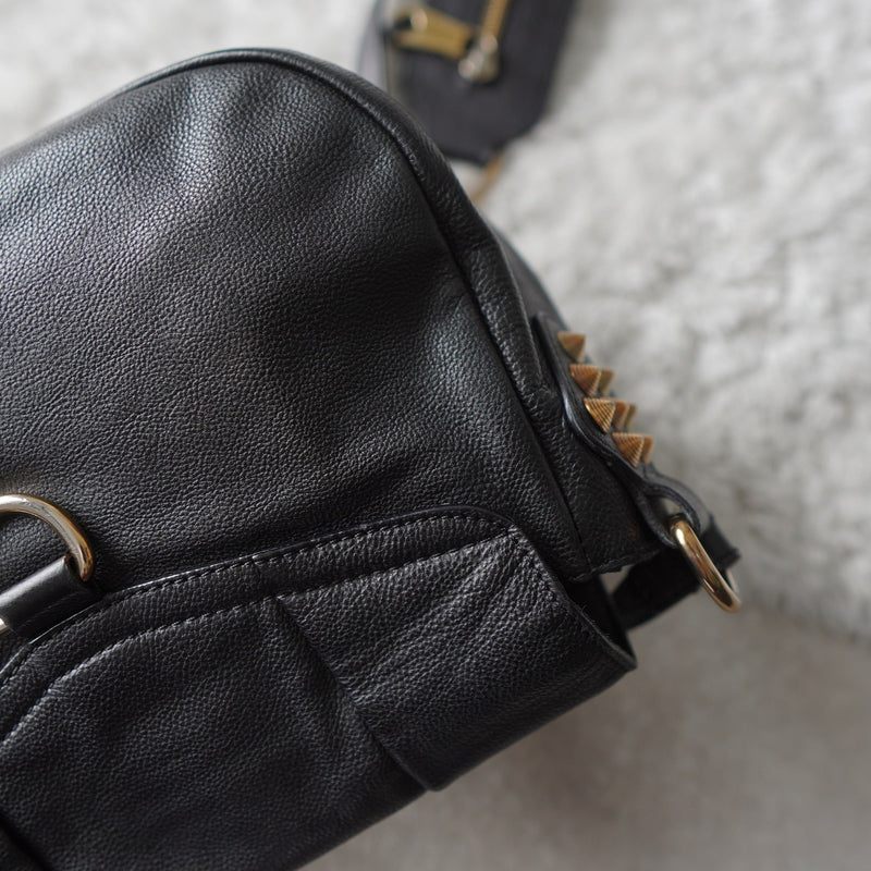 Studs Leather Shoulder Bag - NEWSED