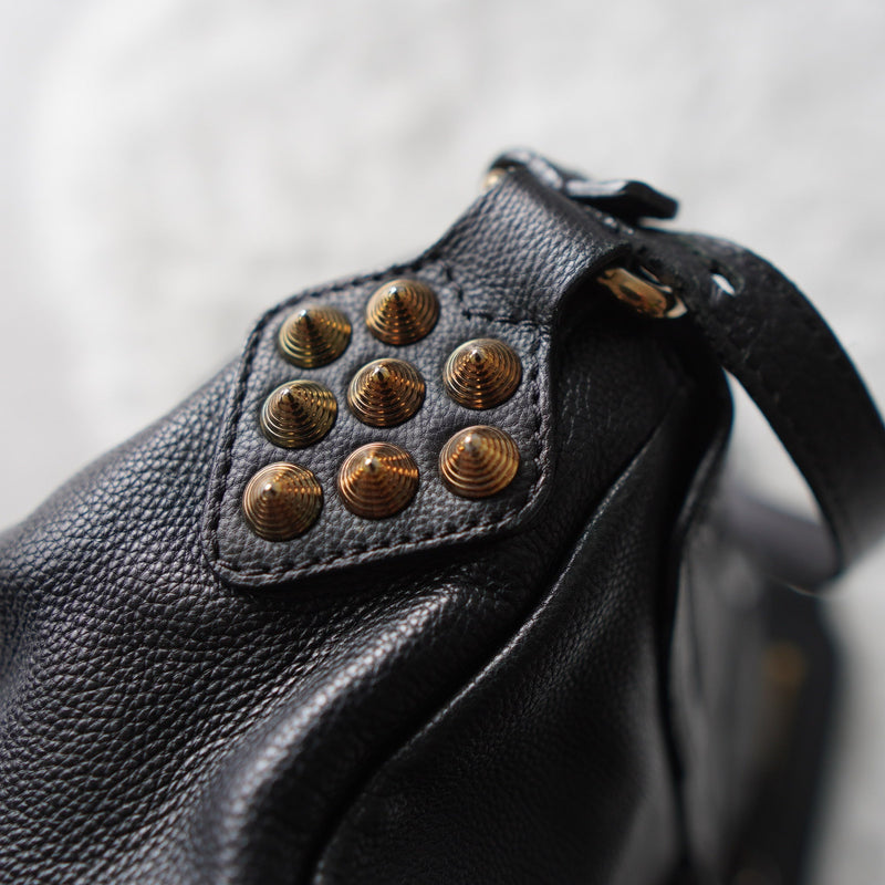 Studs Leather Shoulder Bag - NEWSED