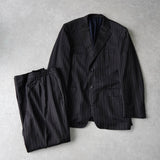 ヴェルサーチ クラシック Super100's ストライプ 2B セットアップ スーツ ダークネイビー メンズ - NEWSED