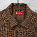 Supreme Houndstooth Logos Snap Front Jacket シュプリーム 千鳥格子柄 ロゴ ブルゾン ブラウン メンズ - NEWSED