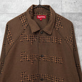 Supreme Houndstooth Logos Snap Front Jacket シュプリーム 千鳥格子柄 ロゴ ブルゾン ブラウン メンズ - NEWSED