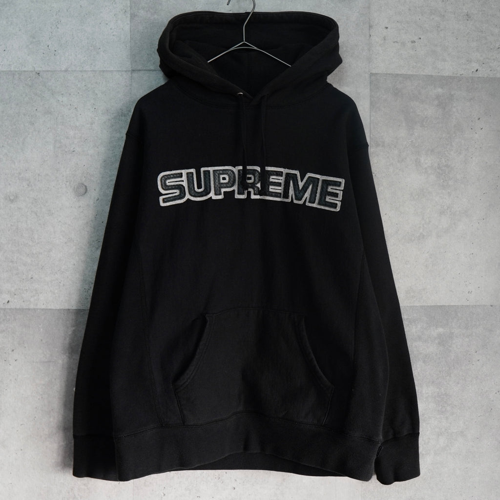 Supreme Perforated Leather Hooded Sweatshirt シュプリーム パンチング レザー ロゴ パーカー ブラック