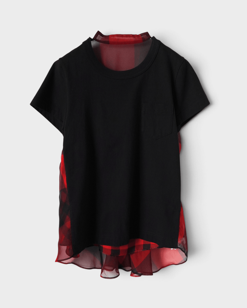 サカイ 異素材 ドッキング Tシャツ ブラック サイズ1 レディース