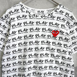 プレイ コムデギャルソン ハートロゴ 総柄 Tシャツ ホワイト - NEWSED