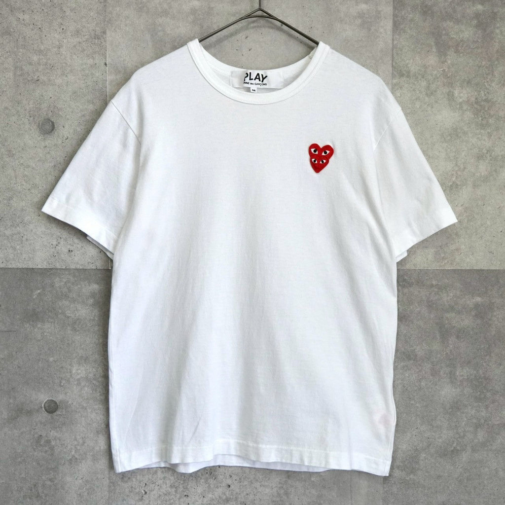 Play Comme des Garçons 白色心形徽标 T 恤