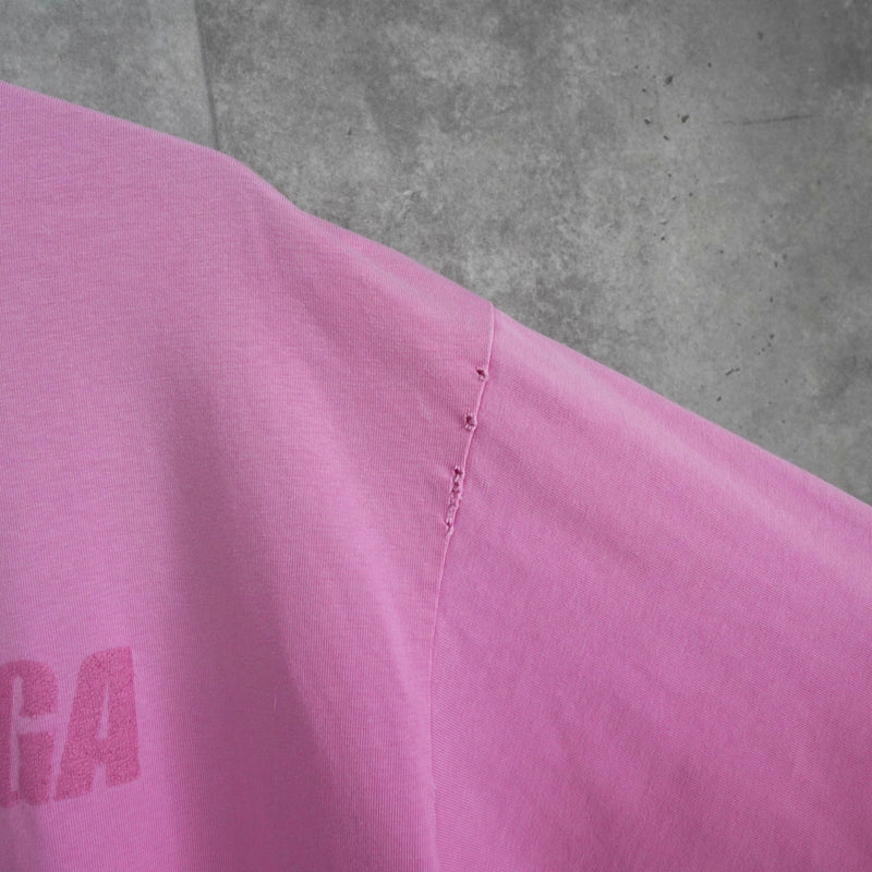 バレンシアガ ロゴ ダメージ加工 オーバーサイズ Tシャツ ピンク - NEWSED