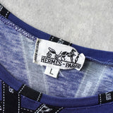 エルメス ロゴ リボン 総柄 半袖トップス Tシャツ ネイビー - NEWSED