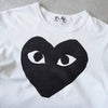 Play Comme des Garçons 白色心形徽标 T 恤