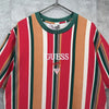 ゲス ロゴ 刺繍 ストライプ柄 Tシャツ マルチカラー